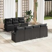 vidaXL Trädgårdsoffset 8 pcs Svart 55 x 55 x 37 cm konstrotting