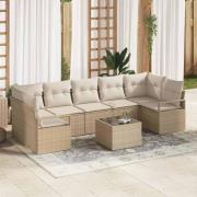 vidaXL Trädgårdsoffset 8 pcs Beige, Kräm 55 x 55 x 37 cm konstrotting