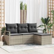 vidaXL Trädgårdsoffset 4 pcs Ljusgrå Poly rattan