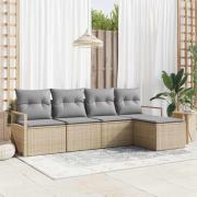 vidaXL Trädgårdsoffset 5 pcs Beige Poly rattan