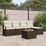 vidaXL Trädgårdsoffset 6 pcs Brun Poly rattan