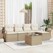vidaXL Trädgårdsoffset 6 pcs Beige Poly rattan