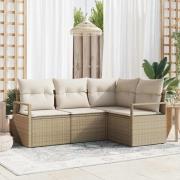 vidaXL Trädgårdsoffset 4 pcs Beige Poly rattan