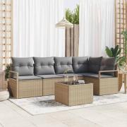 vidaXL Trädgårdsoffset 6 pcs Beige Poly rattan