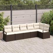 vidaXL Trädgårdsoffset 6 pcs Brun Poly rattan
