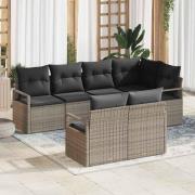 vidaXL Trädgårdsoffset 7 pcs Grå Poly rattan