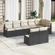 vidaXL Trädgårdsoffset 8 pcs Svart Poly rattan