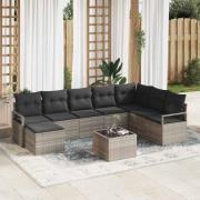vidaXL Trädgårdsoffset 8 pcs Ljusgrå Poly rattan