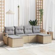 vidaXL Trädgårdsoffset 6 pcs Beige Poly rattan