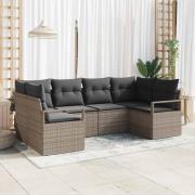 vidaXL Trädgårdsoffset 6 pcs Grå Poly rattan