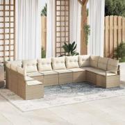 vidaXL Trädgårdsoffset 10 pcs Beige Poly rattan