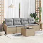 vidaXL Trädgårdsoffset med kudde 5 pcs Beige, ljusgrå 55 x 55 x 37 cm