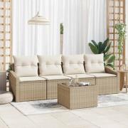 vidaXL Trädgårdsoffset 5 pcs Beige och gräddfärgad 55 x 55 x 37 cm