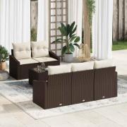 vidaXL Trädgårdsoffset 6 pcs Brun, krämfärgad 55 x 55 x 37 cm