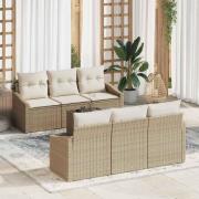 vidaXL Trädgårdsoffset med kudde 7 pcs Beige, Kräm 55 x 55 x 37 cm