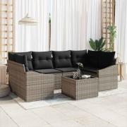 vidaXL Trädgårdsoffset med kudde med lagring 7 pcs Grå 55 x 55 x 37 cm