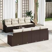 vidaXL Trädgårdsoffset 9 pcs Brun, krämfärgad 55 x 55 x 37 cm