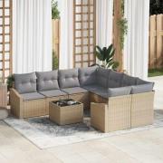 vidaXL Trädgårdsoffset 9 pcs Beige och Ljusgrå 55 x 55 x 37 cm