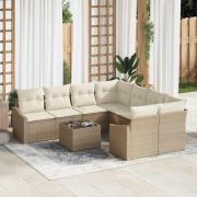 vidaXL Trädgårdsoffset med kudde 9 pcs Beige, Kräm 55 x 55 x 37 cm
