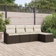 vidaXL Trädgårdsoffset 5 pcs Brun Poly rattan