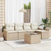 vidaXL Trädgårdsoffset 6 pcs Beige Poly rattan
