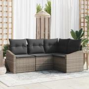 vidaXL Trädgårdsoffset 4 pcs Grå Poly rattan