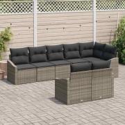 vidaXL Trädgårdsoffset 8 pcs Grå Poly rattan