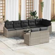 vidaXL Trädgårdsoffset 9 pcs Ljusgrå Poly rattan