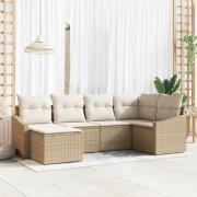 vidaXL Trädgårdsoffset 6 pcs Beige Poly rattan