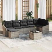vidaXL Trädgårdsoffset 8 pcs Grå Poly rattan