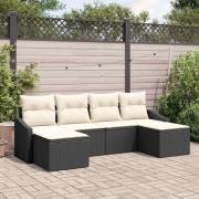 vidaXL Trädgårdsoffset 6 pcs Svart Poly rattan