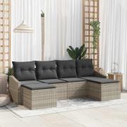 vidaXL Trädgårdsoffset 6 pcs Ljusgrå Poly rattan