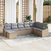 vidaXL Trädgårdsoffset 8 pcs Beige Poly rattan