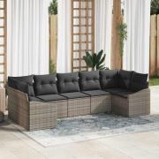 vidaXL Trädgårdsoffset 7 pcs Grå Poly rattan