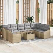 vidaXL Trädgårdsoffset 10 pcs Beige Poly rattan