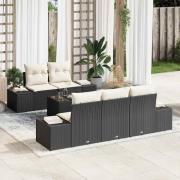 vidaXL Trädgårdsoffset 6 pcs Svart Poly rattan