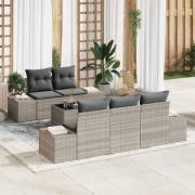 vidaXL Trädgårdsoffset 6 pcs Ljusgrå Poly rattan