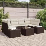 vidaXL Trädgårdsoffset 7 pcs Brun Poly rattan
