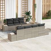 vidaXL Trädgårdsoffset 8 pcs Ljusgrå Poly rattan