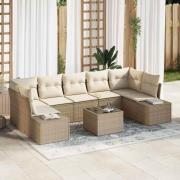 vidaXL Trädgårdsoffset 8 pcs Beige Poly rattan