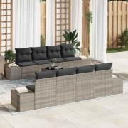 vidaXL Trädgårdsoffset med kudde 7 pcs Ljusgrå 55 x 55 x 37 cm