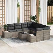vidaXL Trädgårdsoffset 9 pcs Grå Poly rattan