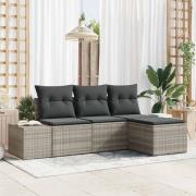 vidaXL Trädgårdsoffset 4 pcs Ljusgrå Poly rattan