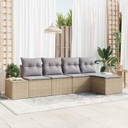 vidaXL Trädgårdsoffset 5 pcs Beige Poly rattan