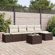 vidaXL Trädgårdsoffset 6 pcs Brun Poly rattan