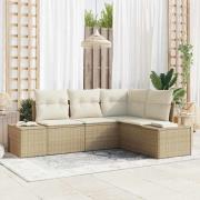 vidaXL Trädgårdsoffset 4 pcs Beige Poly rattan