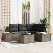 vidaXL Trädgårdsoffset 5 pcs Grå Poly rattan
