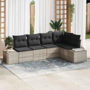 vidaXL Trädgårdsoffset 5 pcs Ljusgrå Poly rattan