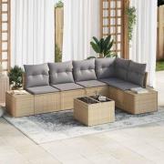 vidaXL Trädgårdsoffset 6 pcs Beige Poly rattan