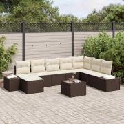 vidaXL Trädgårdsoffset med kudde 9 pcs 319 x 209 x 85 cm Poly rattan